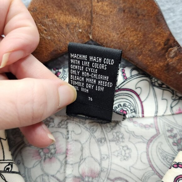 R.Q.T. Womens Floral Print Button-Up Jacket 3/4 Sleeve Size L Cotton/Spandex Ble - Picture 3 of 4